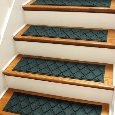 Waterhog Argyle 8.5" x 30" Stair Treads Set/4, Evergreen, large