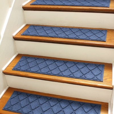 Home Accent Waterhog Argyle Stair Treads Set/4, Navy, large