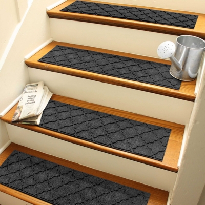 Waterhog Cordova 8.5" x 30" Stair Treads Set/4, Charcoal, large