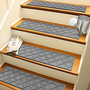 Waterhog Cordova 8.5" x 30" Stair Treads Set/4, Medium Gray, rollover