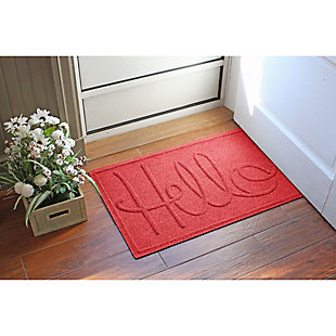 Waterhog Hello 2' x 3' Doormat, Red, rollover
