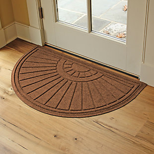 Waterhog Sunburst 24" x 39" Half Round Doormat, Dark Brown, rollover
