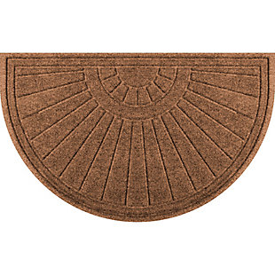 Waterhog Sunburst 24" x 39" Half Round Doormat, Dark Brown, large