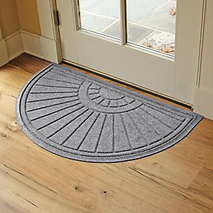 Waterhog Waterhog Sunburst 24" x 39" Half Round Doormat, Medium Gray, rollover