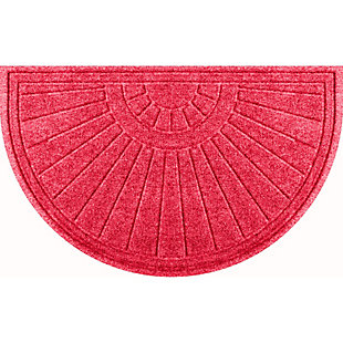 Waterhog Sunburst 24" x 39" Half Round Doormat, Red, large