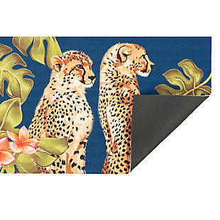 Bring the taste of the safari into your home with these two Wild Cats guarding the tropical palms and flowers. Cirrus is versatile and timeless, crafted of 100% polyester, reflecting well-defined design clarity and precision. Its unique construction allows for unlimited design possibilities. Reinforced with a rubber non-skid bac, it's perfect for any high-traffic area inside or outside the home. Cirrus mats are remarkably low-maintenance, machine-washable and low-profile. They are hypoallergenic, shed-free and treated for added fade resistance ma them virtually worry-free utility mats. Limiting exposure to rain, moisture and direct sun will prolong mat life.Machine made for consistent quality | Regular vacuuming recommended | Made of polyester | Rubber non-skid bac | Imported