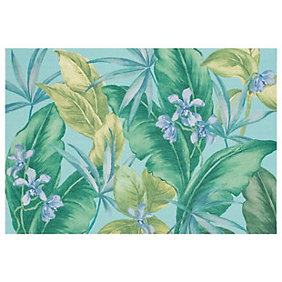Transocean Cirrus Island Floral Indoor/outdoor Rug Aqua 19.5"x29.5", Blue, large