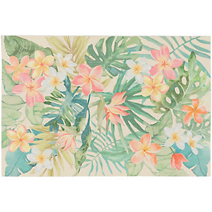 Transocean Cirrus Tropical Bouquet Indoor/outdoor Rug Pastel 23"x35", Green, large