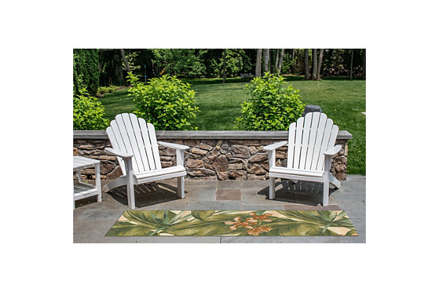 Bring island style to any area with the Fronds rug featuring a nature-inspired leaf design. Flatwoven of durable fade-resistant polypropylene this rug is a perfect addition to any space, indoor or outdoor. Gorham is masterfully Wilton woven of 100% weather-resistant material enhancing its durability. Its soft polypropylene pile creates the perfect soft floor covering underfoot. The low-profile nature of Gorham offers a casual lifestyle look with versatility to use nearly anywhere inside or outside the home. It is treated for fade resistance to ensure long-lasting beauty. Limiting exposure to rain, moisture and direct sun will prolong rug life.Wilton woven for strength and durability | Regular vacuuming recommended | Made of polypropylene pile | Weather-resistent | Imported