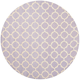 Cambridge 6' x 6' Round Wool Pile Rug, Lavender/Ivory, large