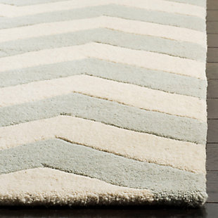 Rectangular 5' x 8' Wool Pile Rug, Gray/Ivory, rollover