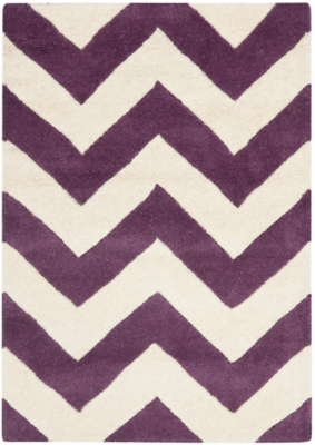 Rectangular 2' x 3' Wool Pile Rug, Purple, large