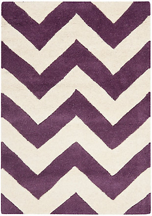 Rectangular 2' x 3' Wool Pile Rug, Purple, rollover