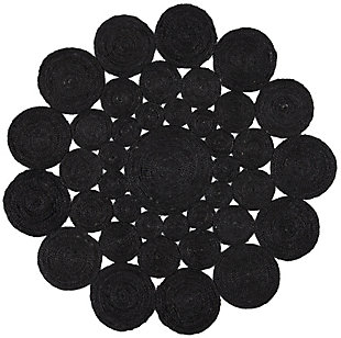 Safavieh Natural Fiber 3' x 3' Round Area Rug, Black, large
