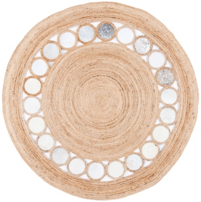 Safavieh Natural Fiber 6' x 6' Round Area Rug, Beige/Gray, large
