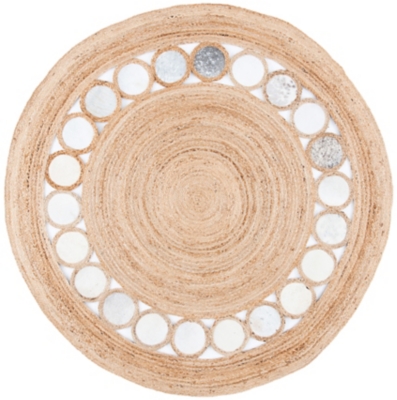 Safavieh Natural Fiber 6' x 6' Round Area Rug, Beige/Gray, large