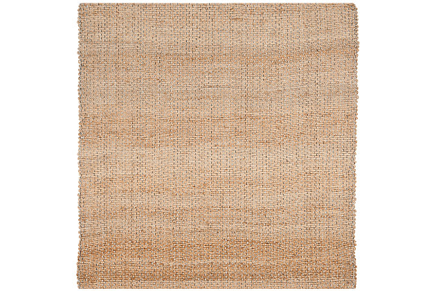 Think coastal living and casual beach house style with rugs so classic they'll even work in the city. Safavieh's natural fiber rugs are soft underfoot, textural, natural in color and woven of sustainably harvested sisal and sea grass, or biodegradable jute fibers twice-washed for unrivaled softness and beauty.Handwoven construction | Made of 100% jute pile | Imported