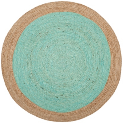 Safavieh Natural Fiber 6' x 6' Round Area Rug, Aqua/Natural, large