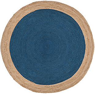 Safavieh Natural Fiber 7' x 7' Round Area Rug, Royal Blue/Natural, rollover