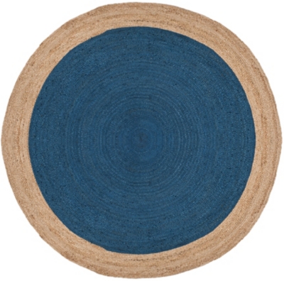 Safavieh Natural Fiber 8' x 8' Round Area Rug, Royal Blue/Natural, large