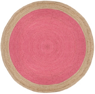 Safavieh Natural Fiber 8' x 8' Round Area Rug, Pink/Natural, large