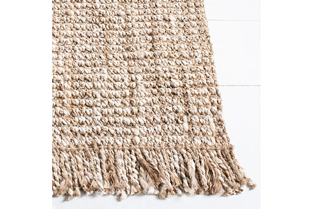 The Natural Fiber Rug Collection features an extensive selection of jute rugs, sisal rugs and other eco-friendly rugs made from innately soft and durable natural fiber yarns. Subtle, organic patterns are created by a dense sisal weave and accentuated in engaging colors and craft-inspired textures. Many designs made with non-slip or cotton backing for cushioned support. Handwoven construction | Made of 100% jute | Imported