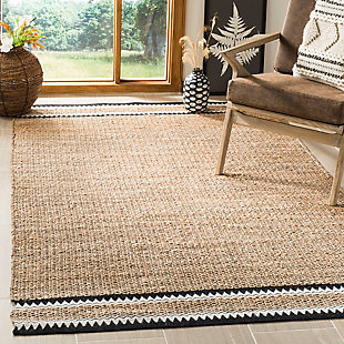 Think coastal living and casual beach house style with rugs so classic they'll even work in the city. Safavieh's natural fiber rugs are soft underfoot, textural, natural in color and woven of sustainably harvested sisal and sea grass, or biodegradable jute fibers twice-washed for unrivaled softness and beauty.Handwoven construction | Made of 95 % jute 5 % wool | Imported