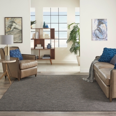 Nourison Positano 8' x 10' Charcoal Modern Indoor/Outdoor Rug