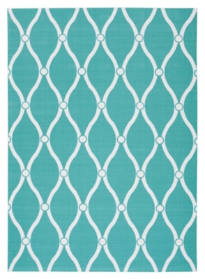 Nourison Positano 4' X 6' Aqua Brushstroke Indoor/outdoor Rug, Aqua, large