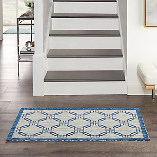 Nourison Nourison Country Side 2'2" x 3'9" Ivory Blue Coastal, Nautical & Beach Indoor/Outdoor Rug, Ivory Blue, rollover