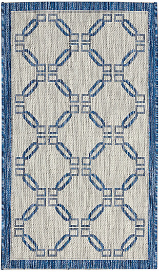 Nourison Nourison Country Side 2'2" x 3'9" Ivory Blue Coastal, Nautical & Beach Indoor/Outdoor Rug, Ivory Blue, large