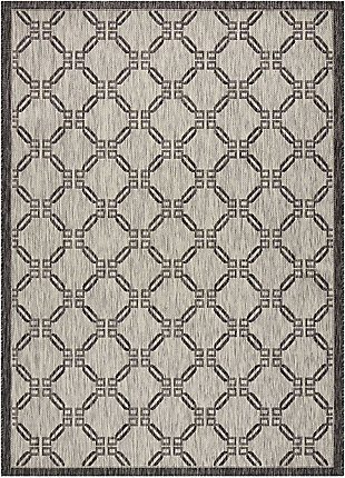 Nourison Garden Party 3'6" X 5'6" Ivory/charcoal Trellis Indoor/Outdoor Rug, Ivory/Charcoal, large