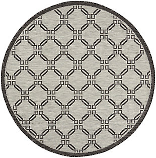 Nourison Nourison Country Side 5'3" x round Ivory/Charcoal Transitional Indoor/Outdoor Rug, Ivory/Charcoal, large