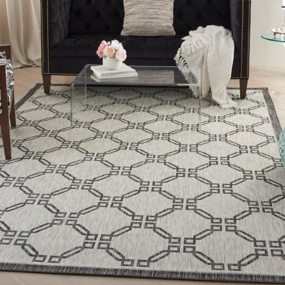 Nourison Country Side 6 x 9 Ivory/Charcoal Trellis Indoor/Outdoor Rug