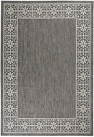 Nourison Country Side 6' x 9' Charcoal Bordered Indoor/Outdoor Rug, Charcoal, large
