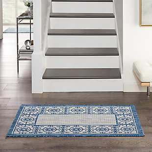 Nourison Nourison Country Side 2'2" x 3'9" Ivory Blue Transitional Indoor/Outdoor Rug, Ivory Blue, rollover