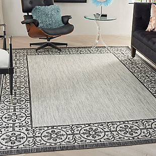 Nourison Country Side 6' X 9' Ivory/charcoal Bordered Indoor/outdoor Rug, Ivory/Charcoal, rollover