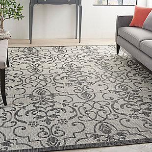 Nourison Country Side 6' X 9' Ivory/charcoal Bordered Indoor/Outdoor Rug, Ivory/Charcoal, rollover
