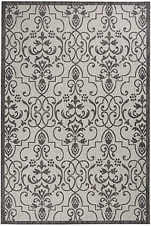 Nourison Country Side 6' X 9' Ivory/charcoal Bordered Indoor/Outdoor Rug, Ivory/Charcoal, large