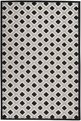 Nourison Aloha 5'3" X 7'5" Black White Geometric Indoor/outdoor Rug, Black/White, large