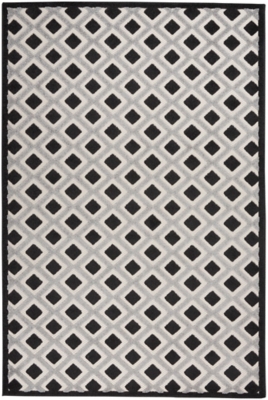 Nourison Aloha 6' X 9' Black White Geometric Indoor/outdoor Rug, Black/White, large