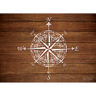 Bungalow Surfaces Compass on Wood 1'11" x 3' Mat, , rollover