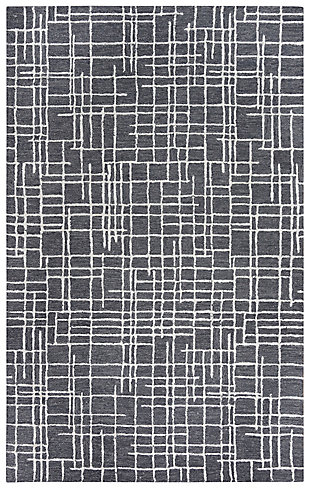 Rizzy Home Classic 5' x 7'6" Hand Tufted Area Rug, Charcoal, rollover