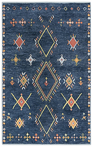 Inspired by the distinctive styling of Native American art and textiles, the Catawba collection sets a tone that reflects timeless character. The rugs are handmade by master craftsmen, offering beauty and durability at a great price. The Catawba collection is rich in tactile appeal, with luxurious comfort and a versatility that blends with a variety of decors. This medium-size area rug is hand-crafted of soft blended wool that has been dyed in a large range of rich colors.100% Wool | Hand Tufted | Unique designs | Exclusive design