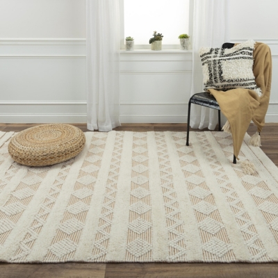 Rizzy Home Kerala 5' x 7'6" Hand Woven Area Rug, Beige, rollover