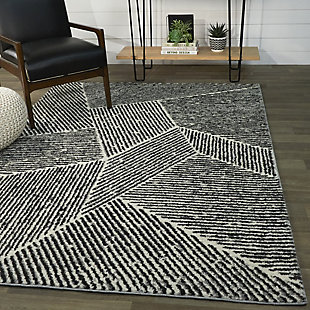 Balta Larsen Modern Stripe 7' 10" x 10' Area Rug, Charcoal Gray, rollover