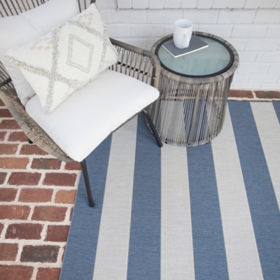Balta Aleah Striped 5' 3" x 7' Area Rug, Blue, rollover