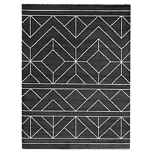 Balta Ava Modern Geometric 6' 7" x 9' Area Rug, Black, large