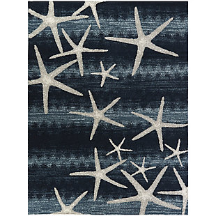 Balta Martin Elle Light Dark Coastal Starfish 5'3" x 7' Area Rug, Dark Blue, large