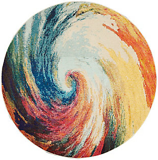 Nourison Celestial 4' X Round Wave Abstract Rug, Wave, large